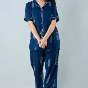 Elegent Beige Solid Cotton Flex Nightsuit Set by DFL